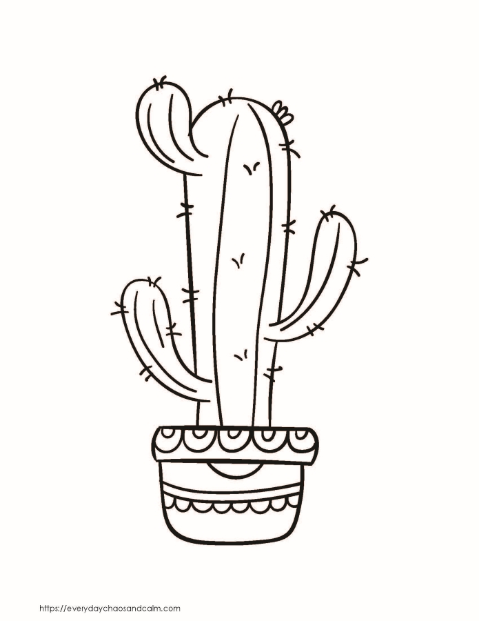 Free cactus coloring pages for kids