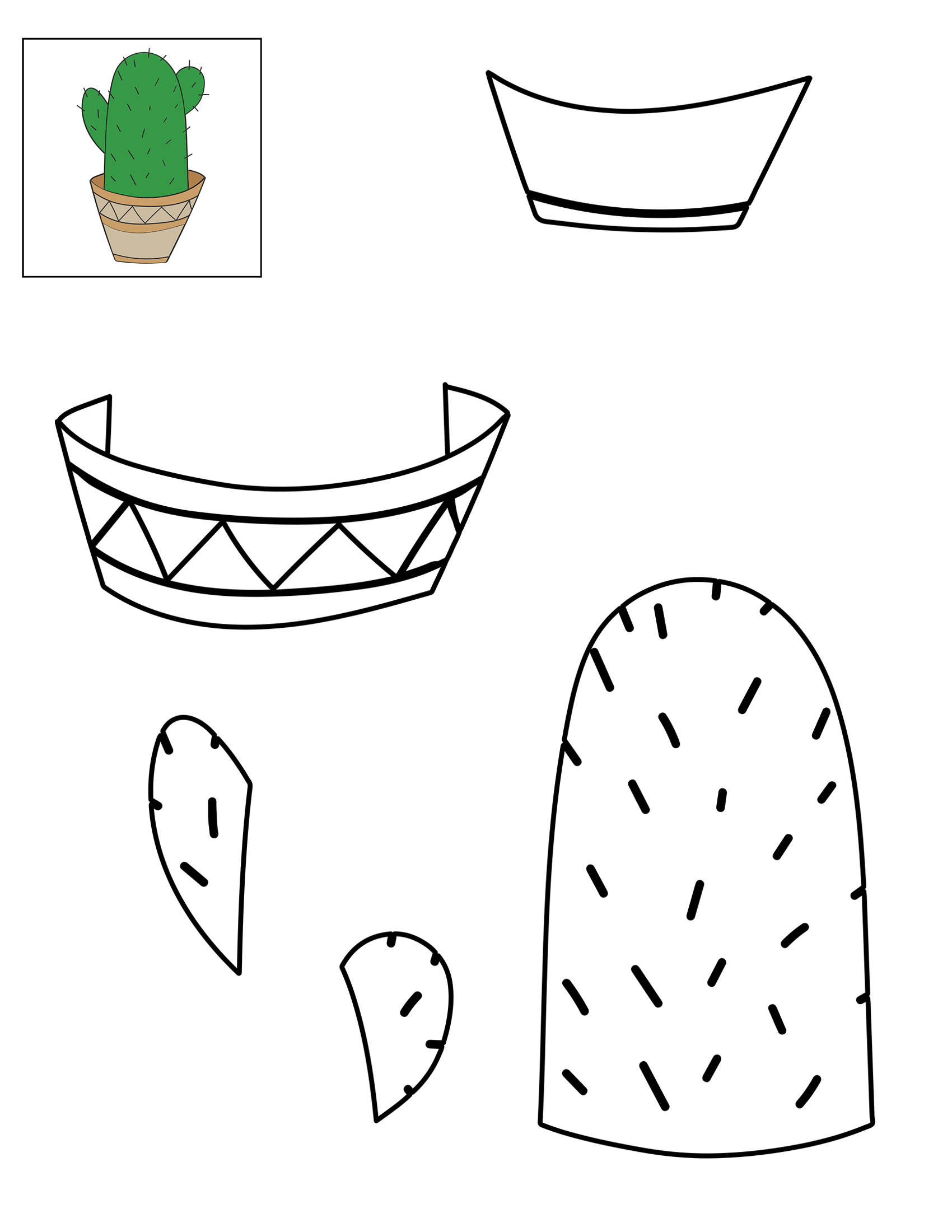 Color cut and glue cactus preschool printable template free printable papercraft templates