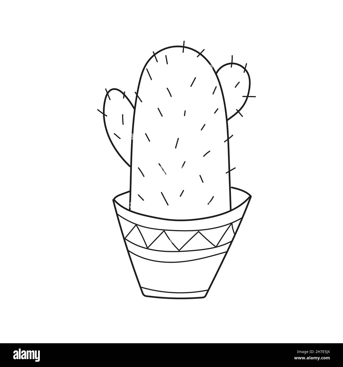 Simple coloring page simple educational game for kids vector illustration of cactus in cute pot for coloring book stock vector image art