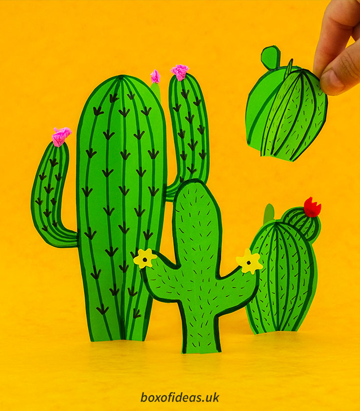 D paper cactus craft for kids