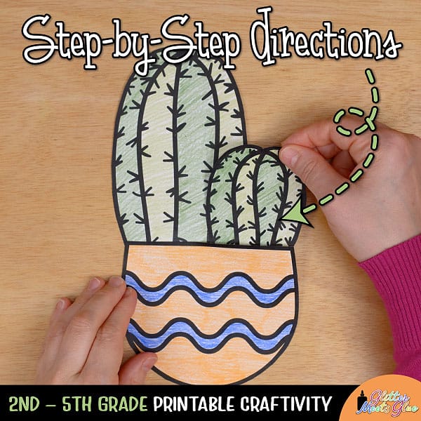 Cactus coloring craft â summer writing activity template