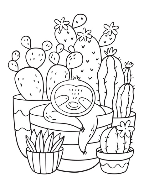 Thousand cactus colouring pages royalty