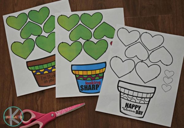 Free cute printable heart cactus craft for valentines day