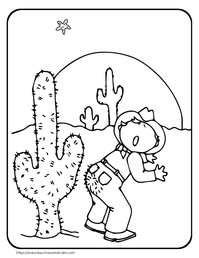 Free cactus coloring pages for kids