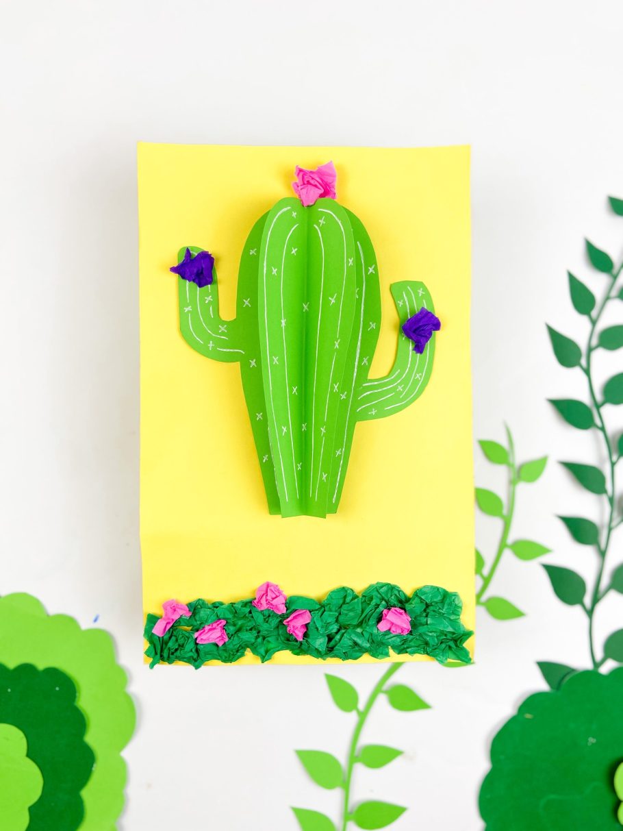 Easy paper craft cactus free printable template