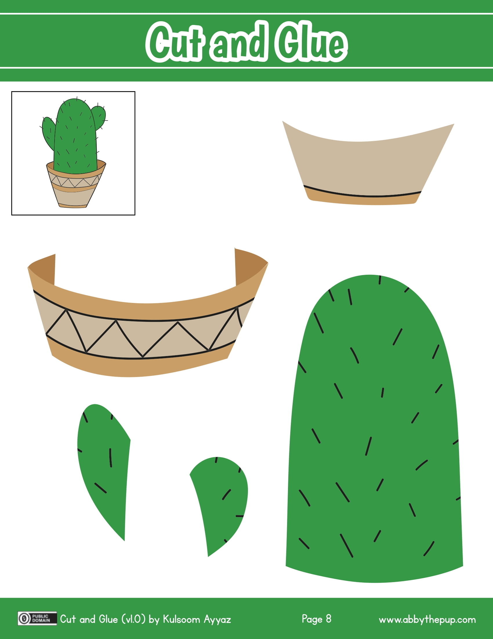 Cut and glue cactus preschool printable free printable papercraft templates