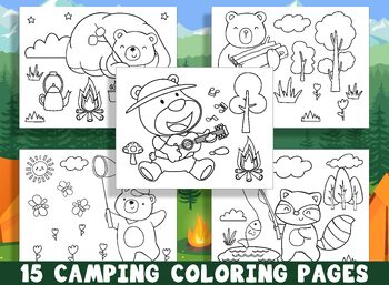 Fun camping coloring pages for preschool and kindergarten kids