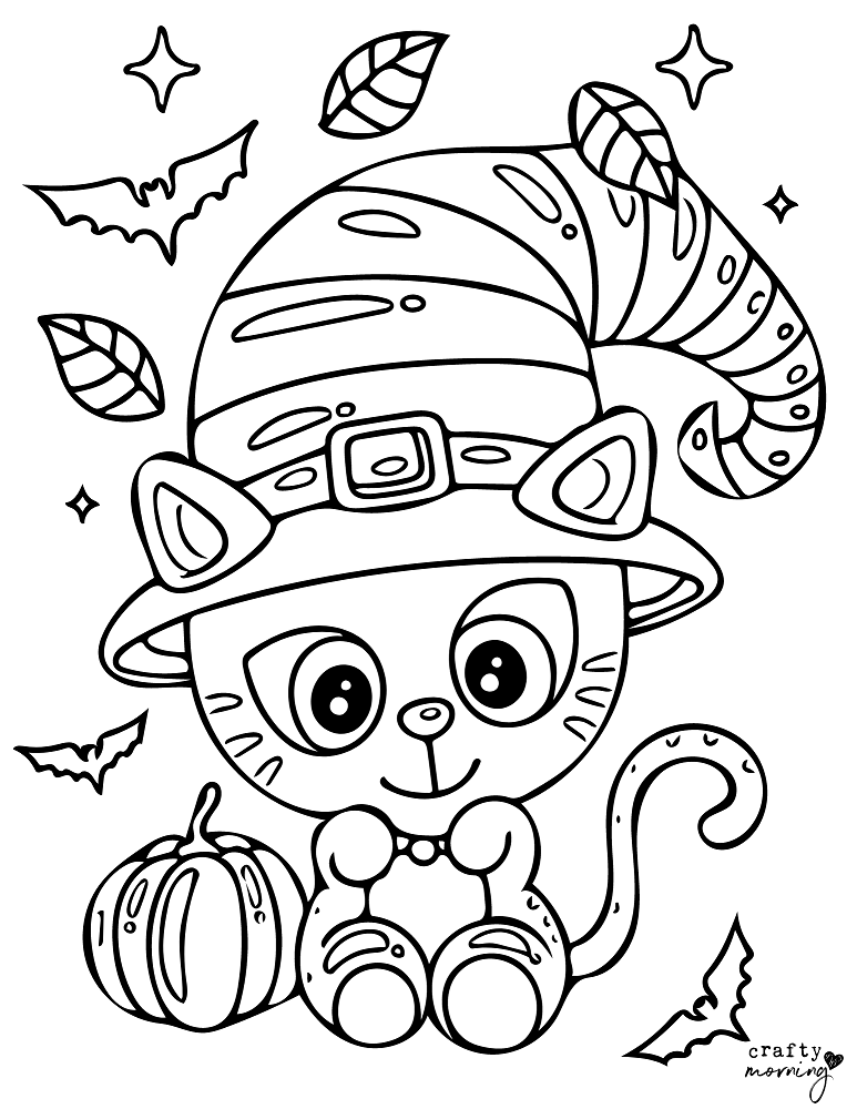 Halloween cat coloring pages free printables