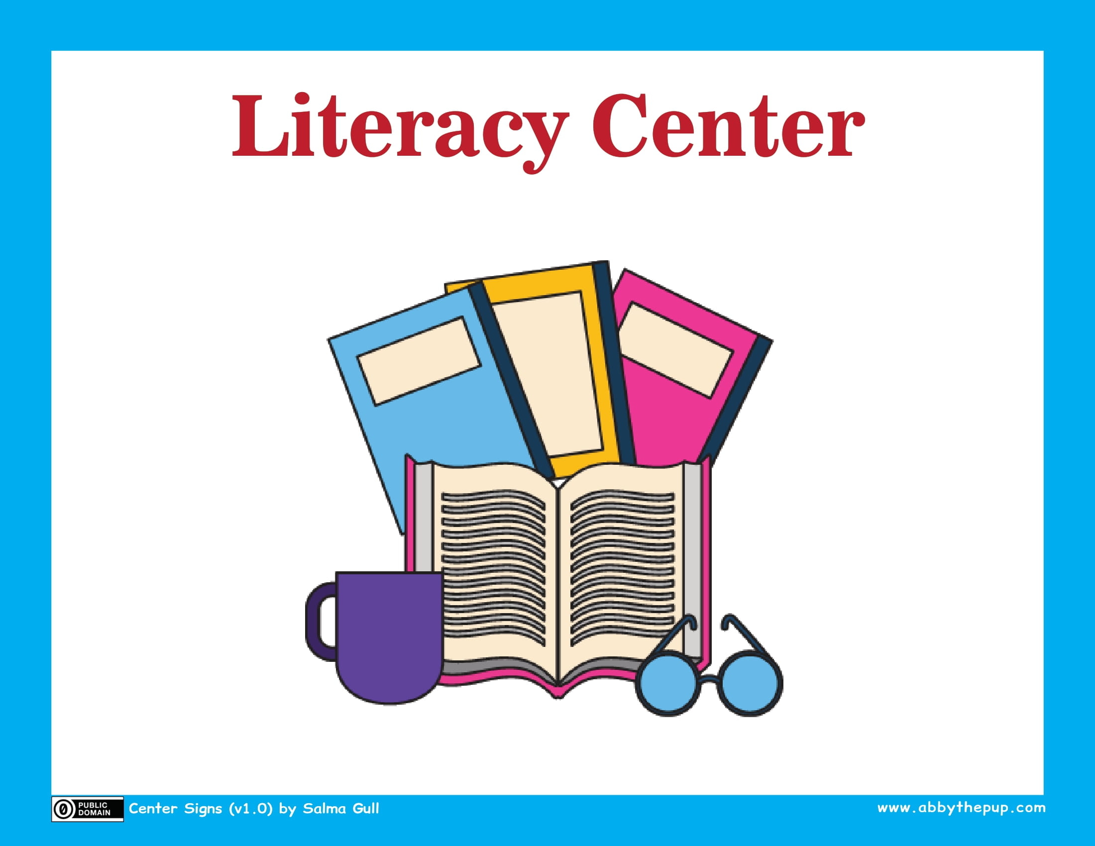 Literacy center sign free printable papercraft templates