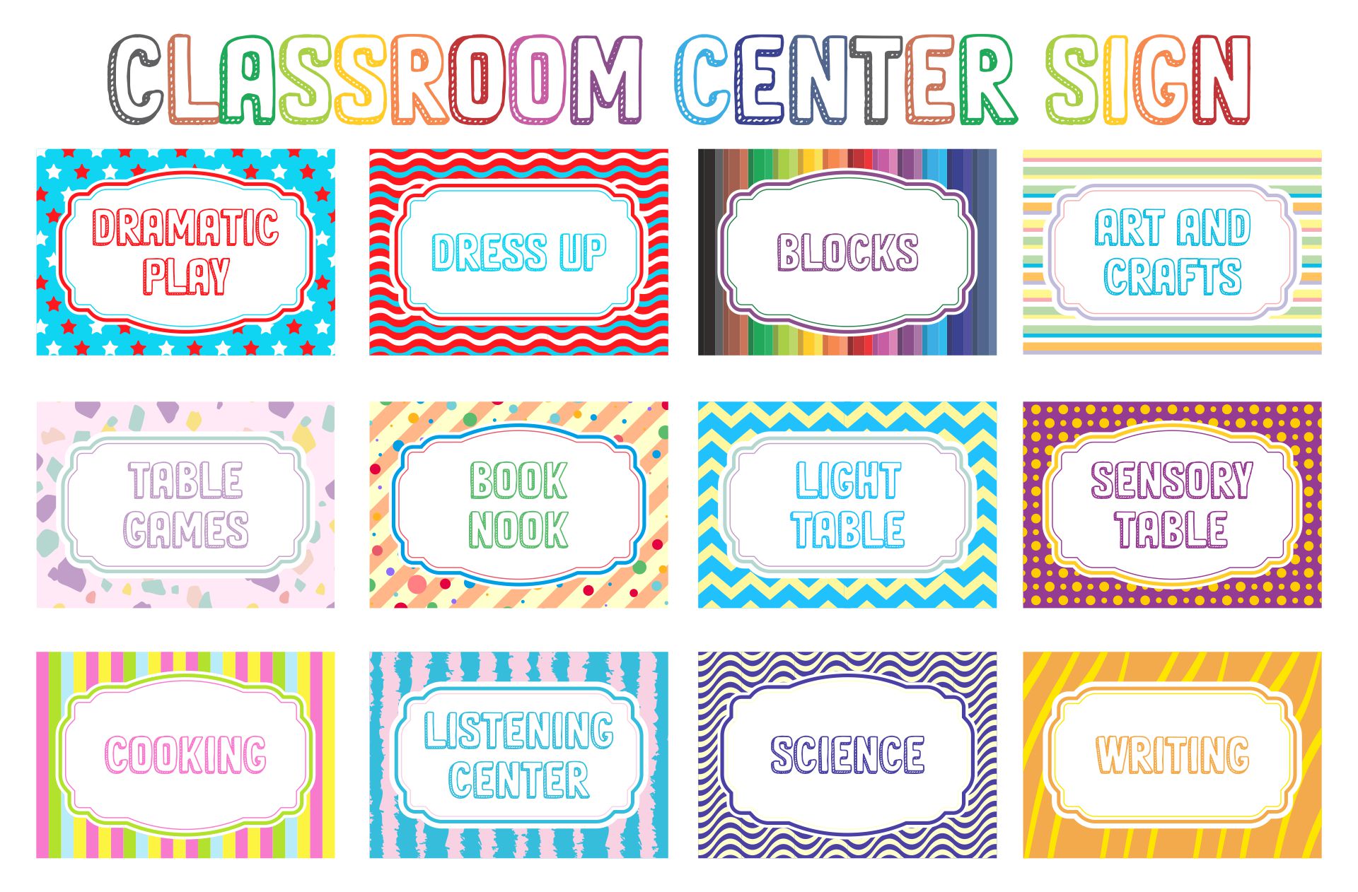 Best printable preschool center labels pdf for free at