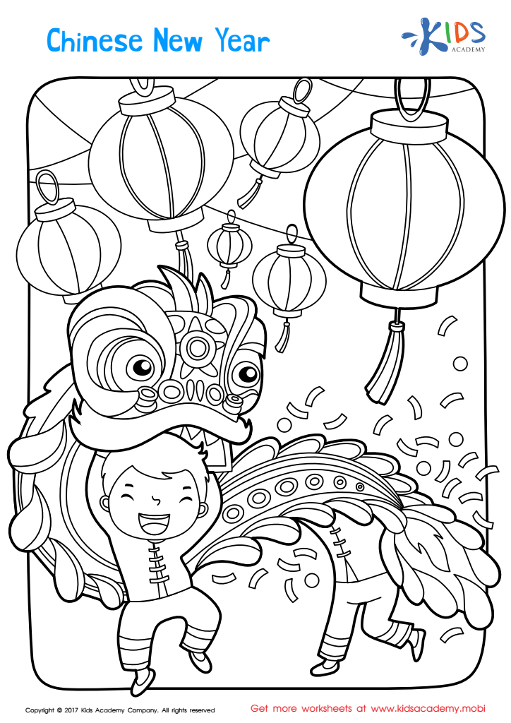 Chinese new year worksheet printable coloring page for kids