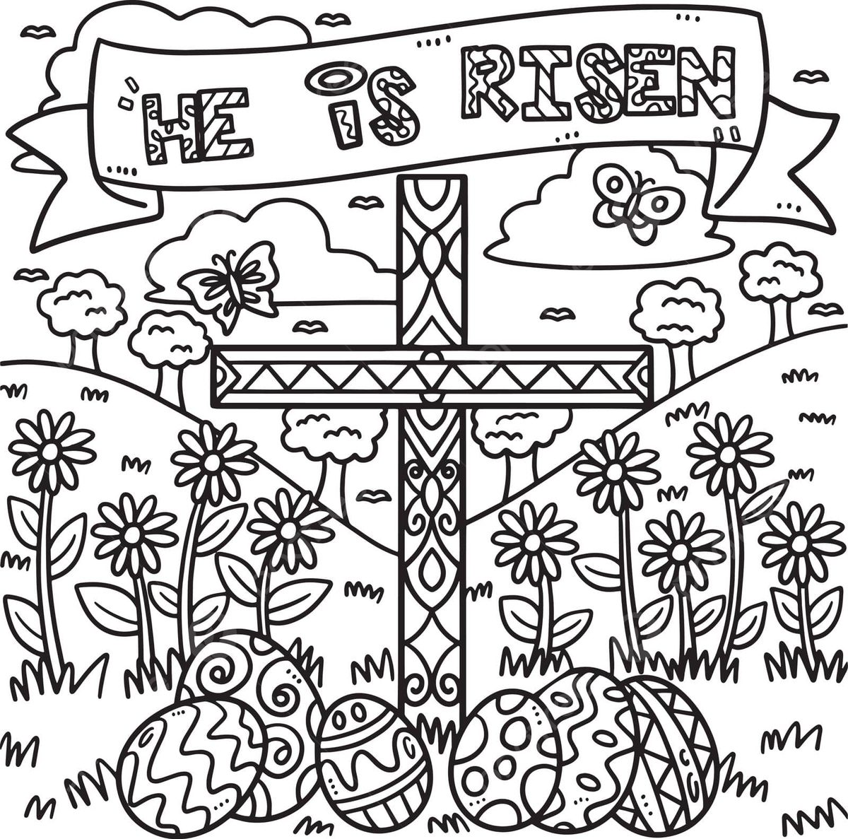 Coloring page for kids christian resurrection celebration coloring vector page vector coloring vector page png and vector with transparent background for free download