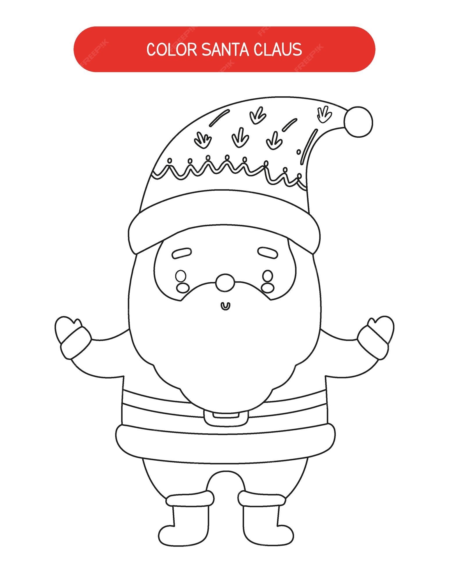 Premium vector christmas coloring page for kids santa coloring for preschool and kindergarten children