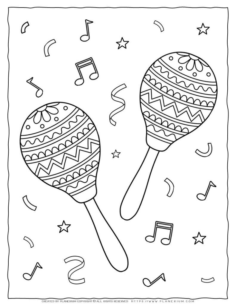 Celebrate cinco de mayo with our free maracas coloring page for kids