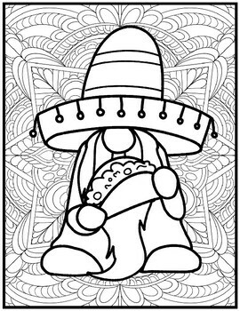 Mexican gnomes coloring pages mindfulness coloring sheets cinco de mayo