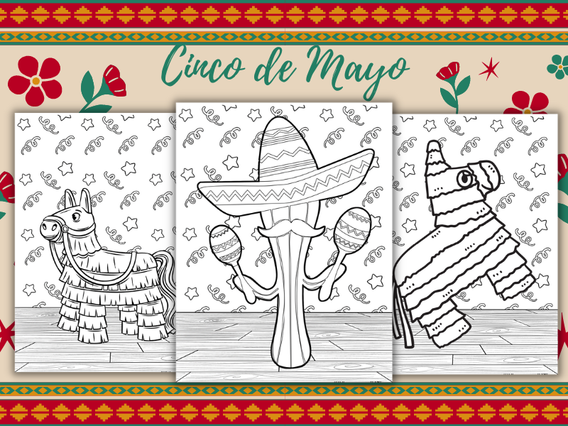 Printable cinco de mayo coloring sheets pages