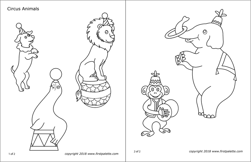 Circus animals free printable templates coloring pages