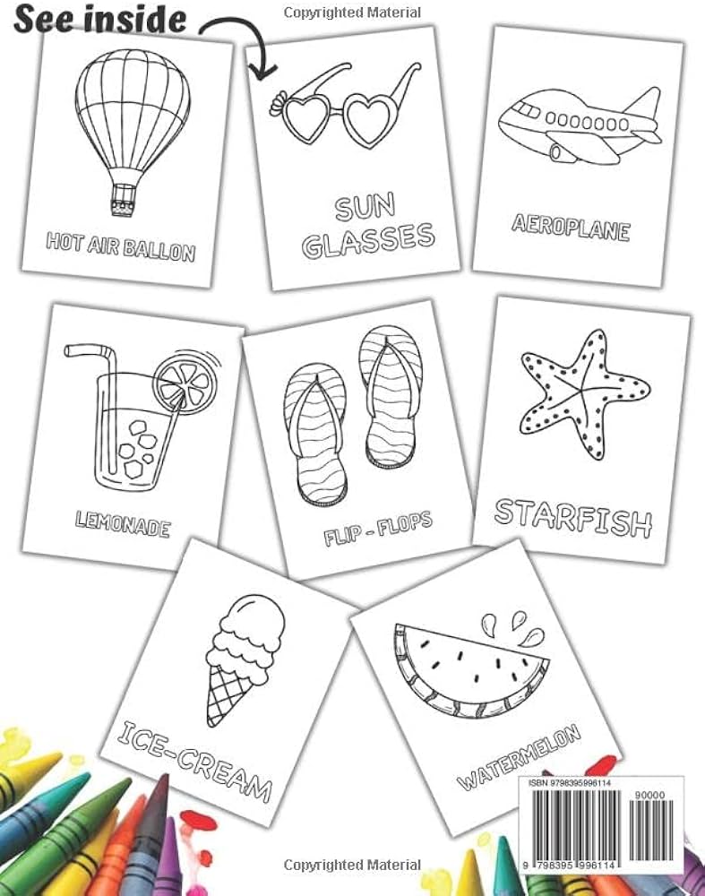 Summer coloring book for toddlers simple easy and fun beach coloring pages for kids preschool and kindergarten ages