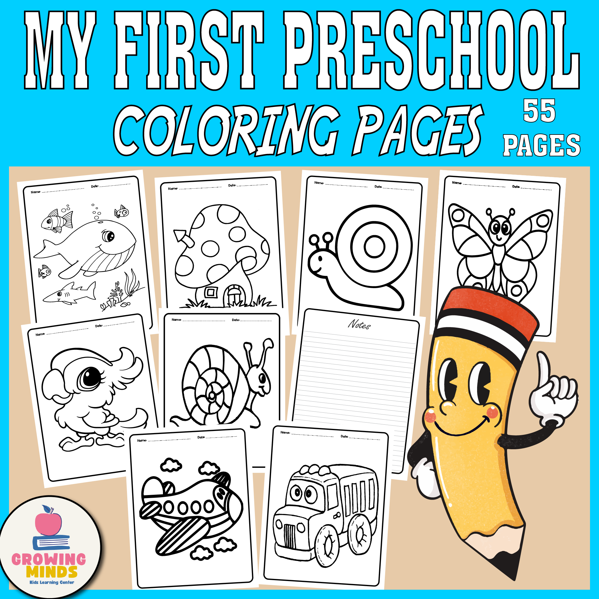 My first preschool coloring pages writing notes