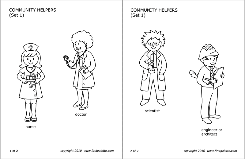 Munity helpers peoples jobs free printable templates coloring pages