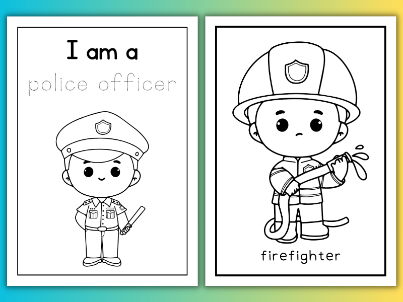 Printable munity helpers career coloring pages