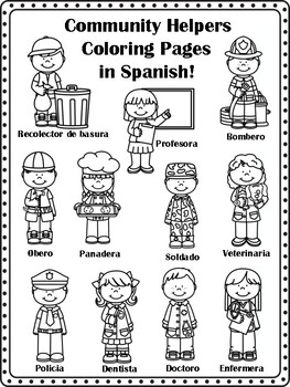 Munity helpers coloring pages in spanish by miss ps prek pups
