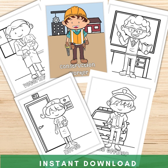 Occupation coloring pages for kids job coloring pages munity helpers preschool activity instant download