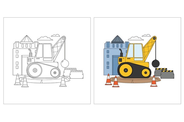 Hundred coloring page construction crane royalty