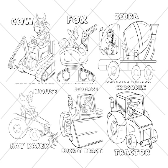 Animal construction vehicle coloring book pages coloring pages for preschool toddlers and daycare fun car activity