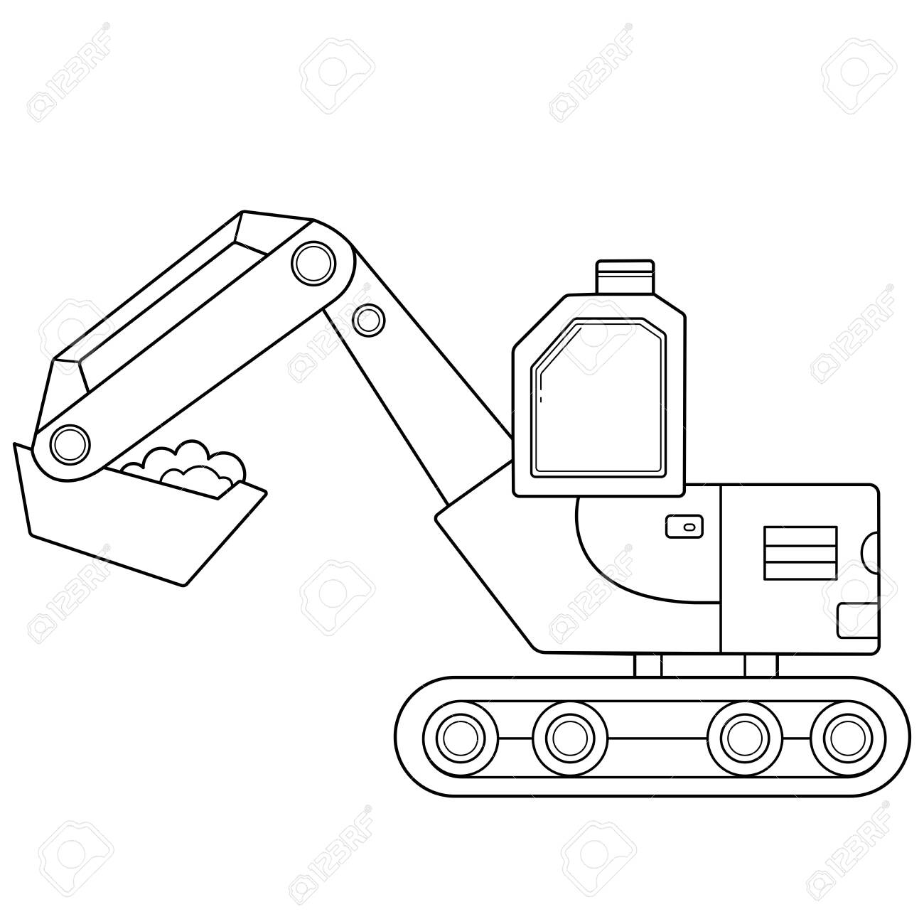 Coloring page outline of cartoon crawler excavator construction vehicles coloring book for kids royalty free svg cliparts vectors and stock illustration image