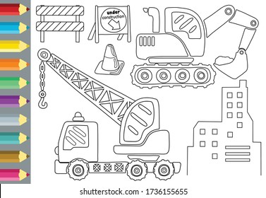 Hundred coloring page construction crane royalty