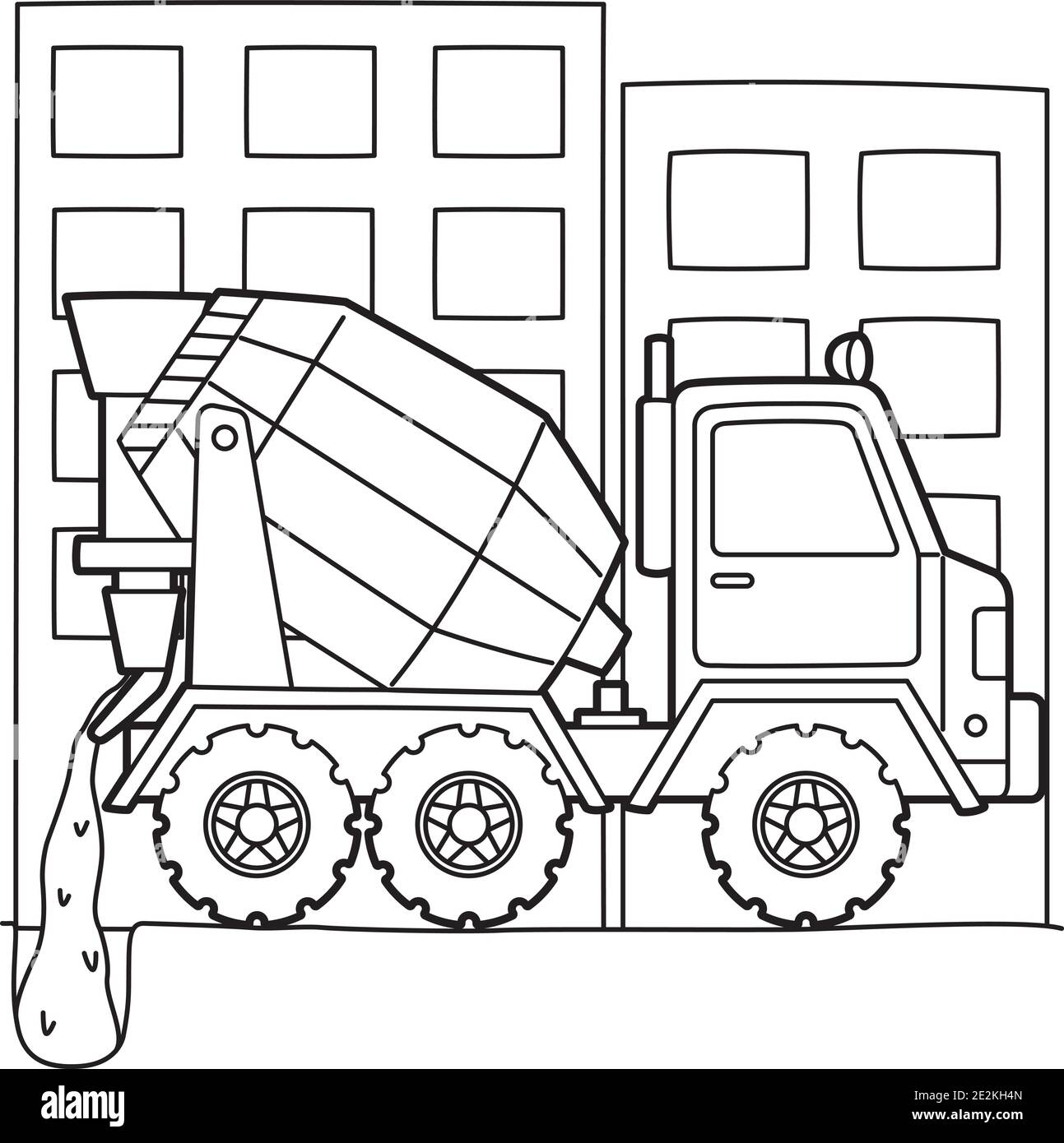 Concrete mixer coloring page stock vector image art