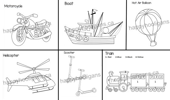 Transportation colouring pages for boys