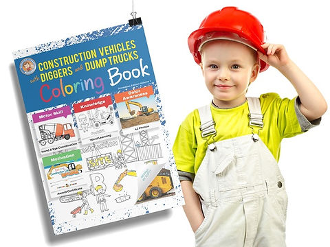 Construction vehicles with diggers dumper trucks coloring book