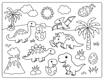 Cute dinosaurs coloring page by erica digital design tpt