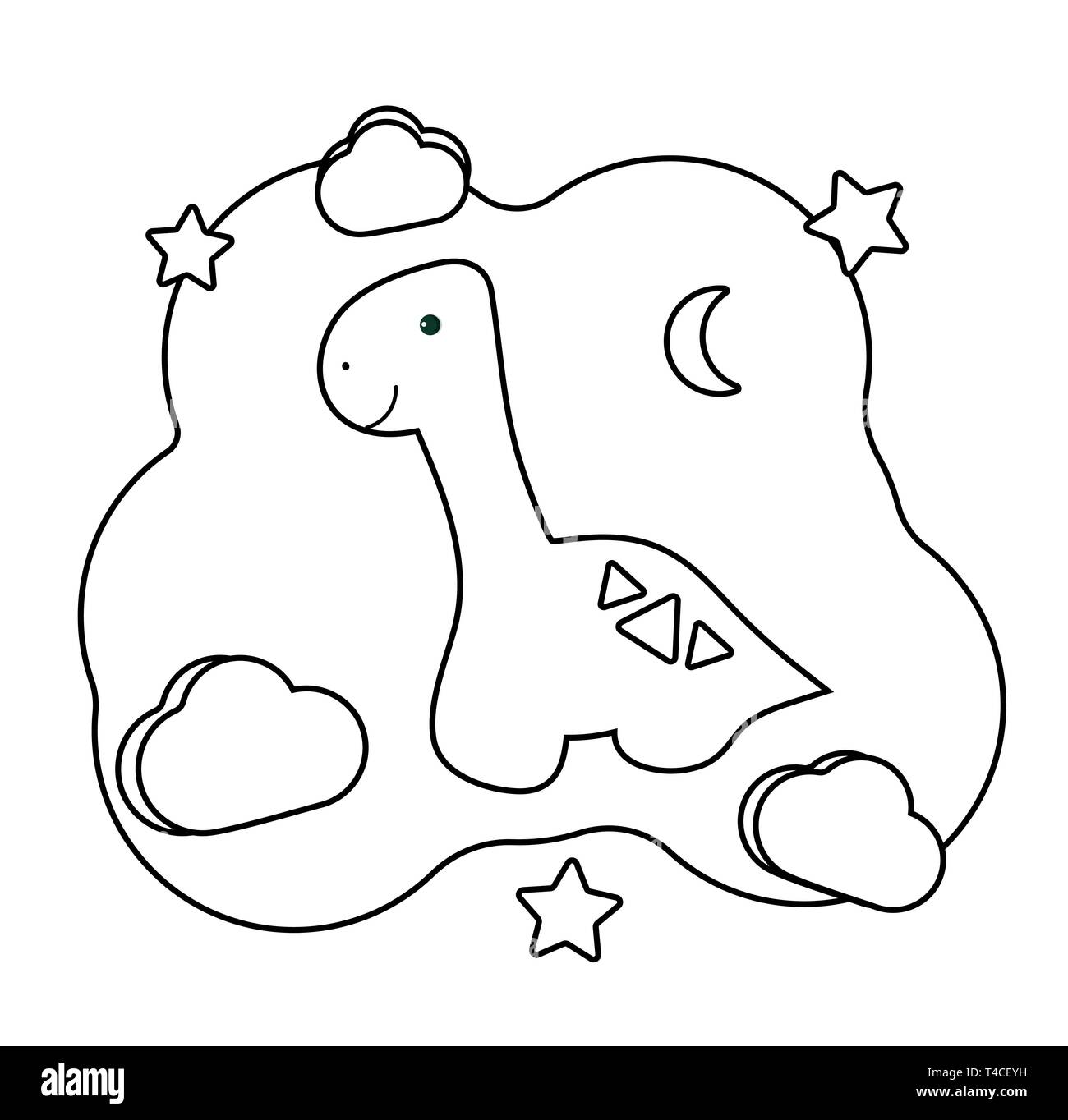 Cute dino coloring page with dinosaur printable game on thematic archeology educational card for children of preschool age vector illustration car stock vector image art