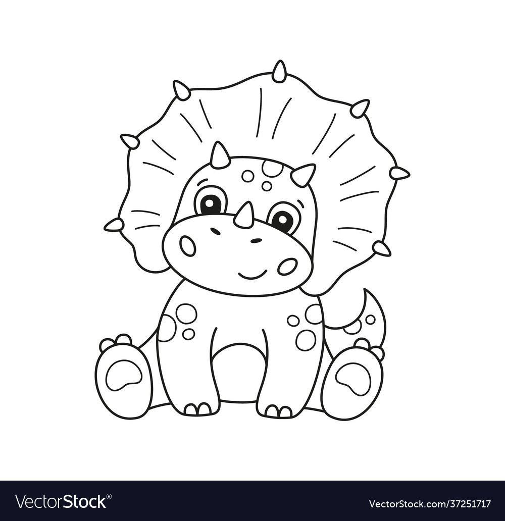 Cute little dinosaur for kid coloring book vector image