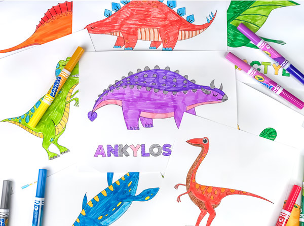 Printable dinosaur coloring pages for kids