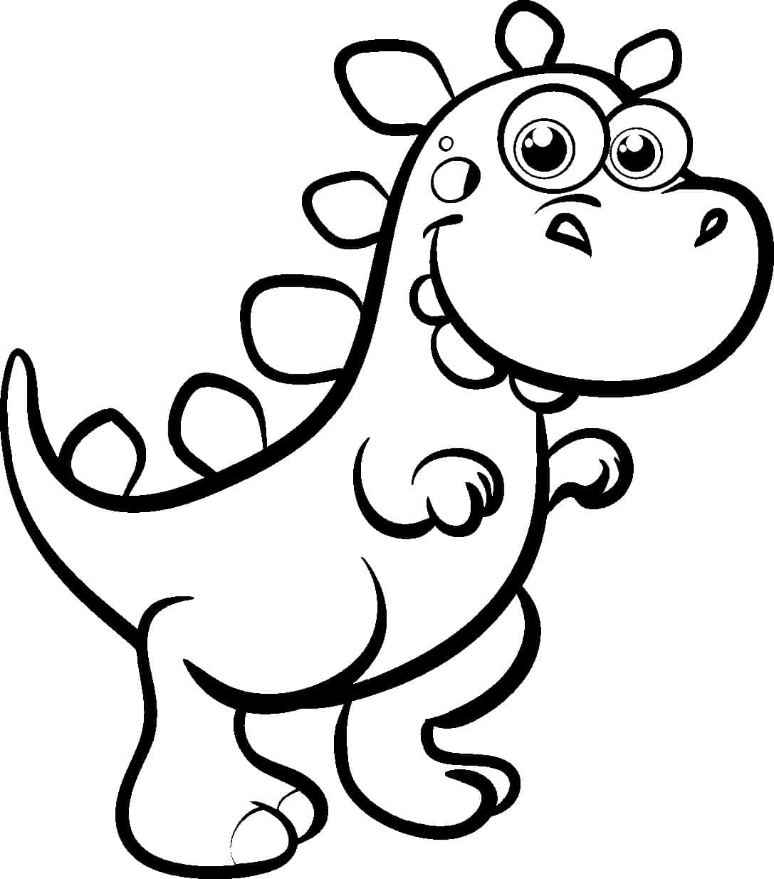 Download color in this fun scene of a dinosaur family frolicking around