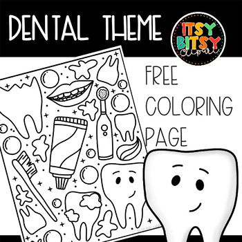 Dental coloring page freebie for dental health activities and early finishers