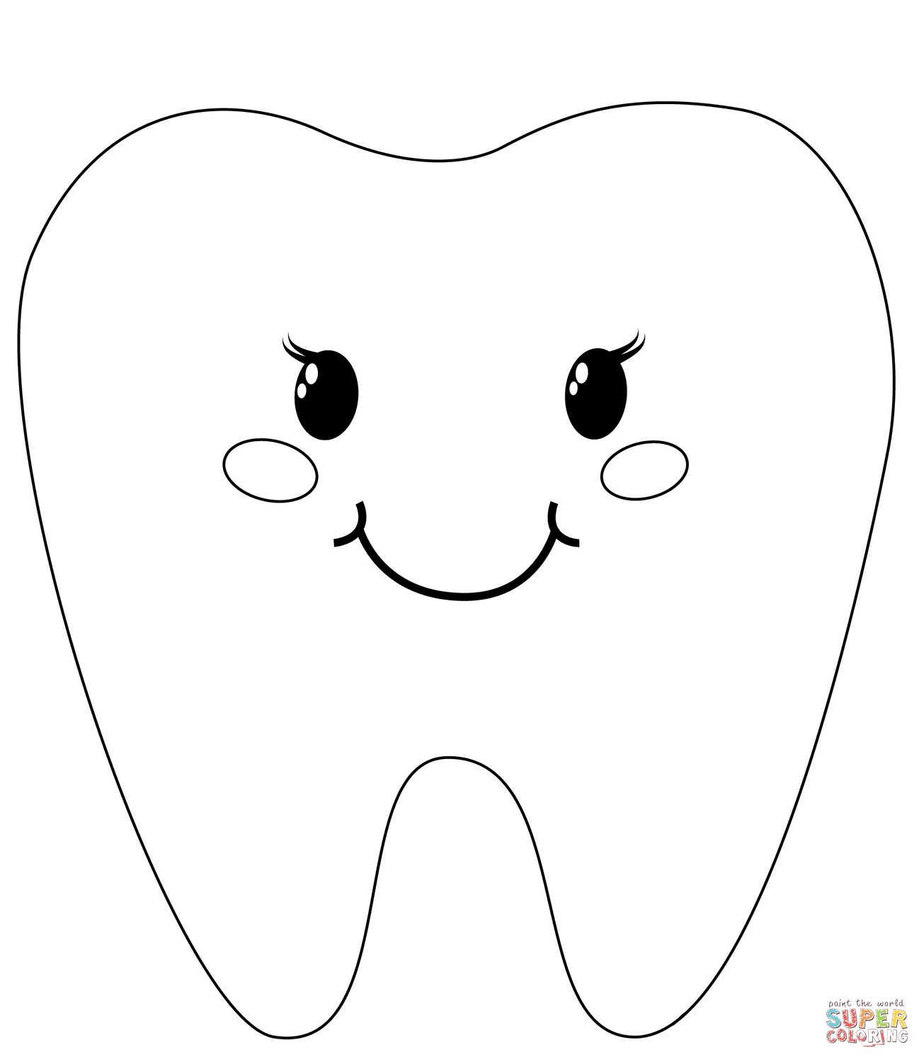 Tooth character coloring page free printable coloring pages