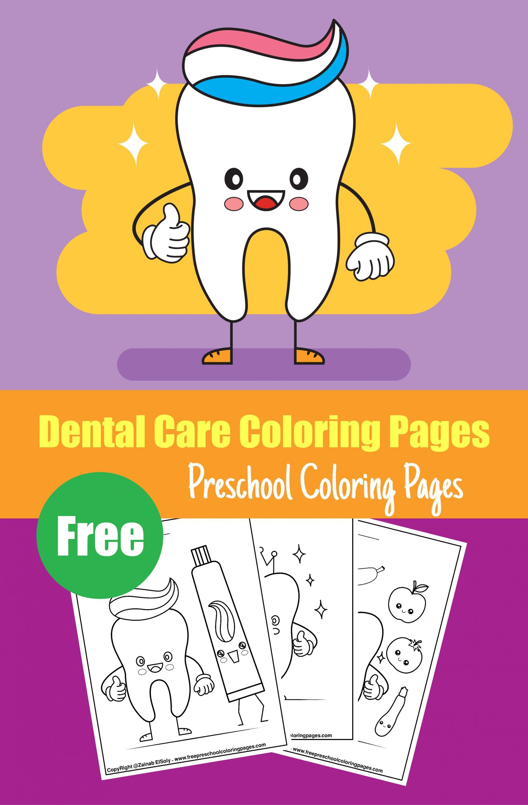 Dentist kawaii cute tooth dental activity coloring pages