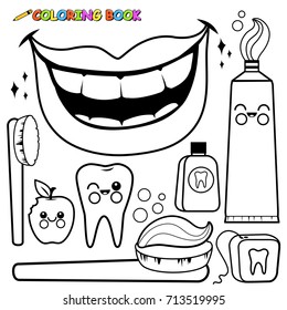 Brush teeth cartoon coloring book royalty