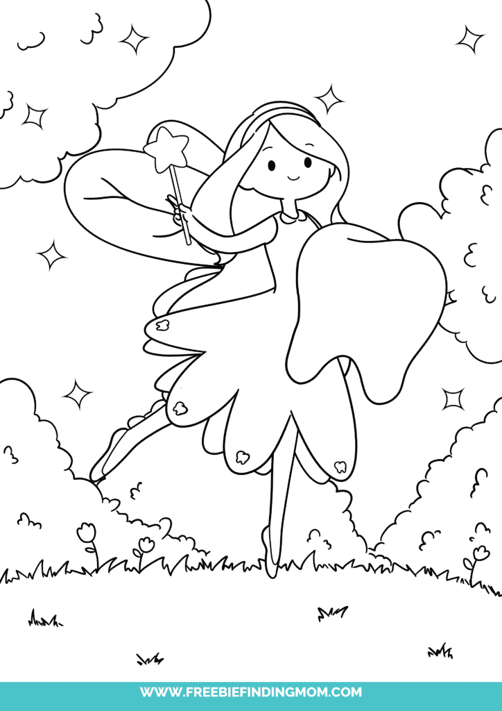 Free printable tooth fairy coloring pages