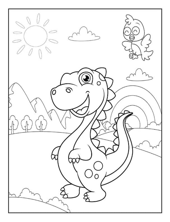 Kids dinosaur coloring pages instant download