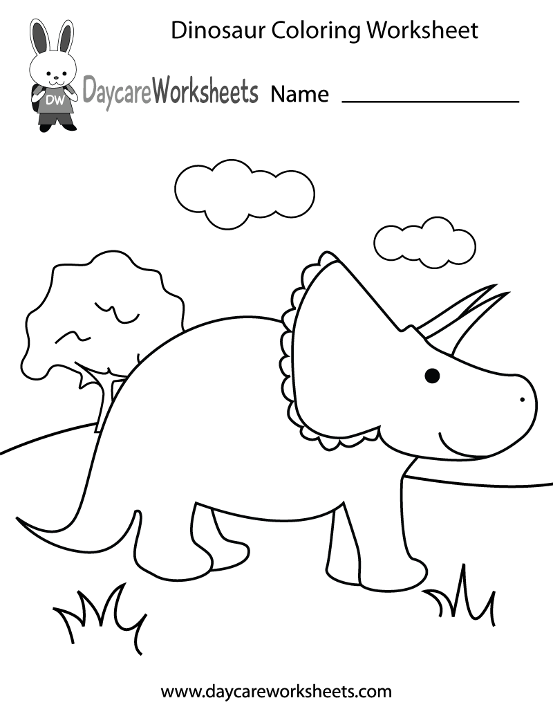 Free printable dinosaur coloring worksheet for preschool