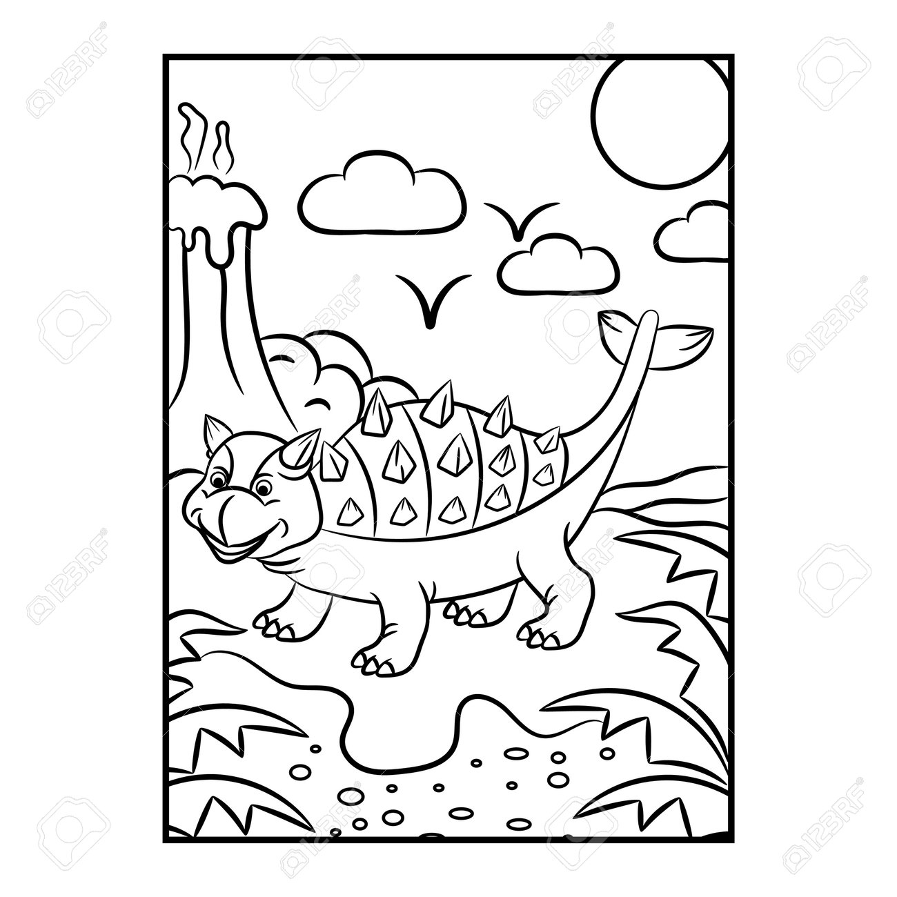 Dinosaur coloring page kids preschool activity coloring template royalty free svg cliparts vectors and stock illustration image