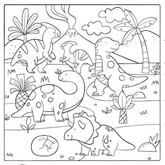 Dinosaur coloring pages preschool vectors illustrations for free download