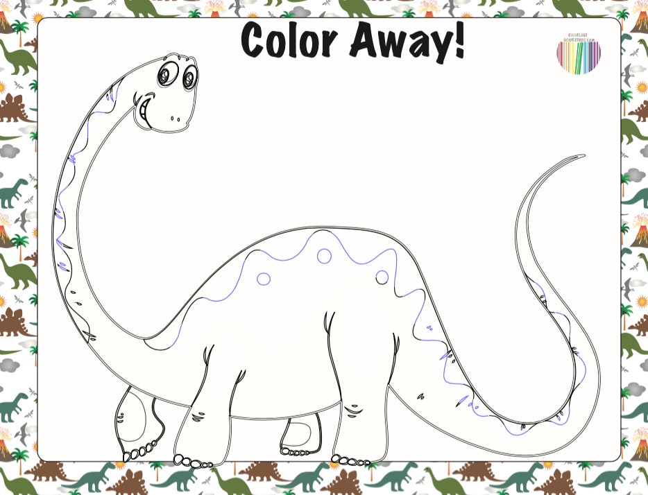 Dino coloring sheet â charlies bookstore