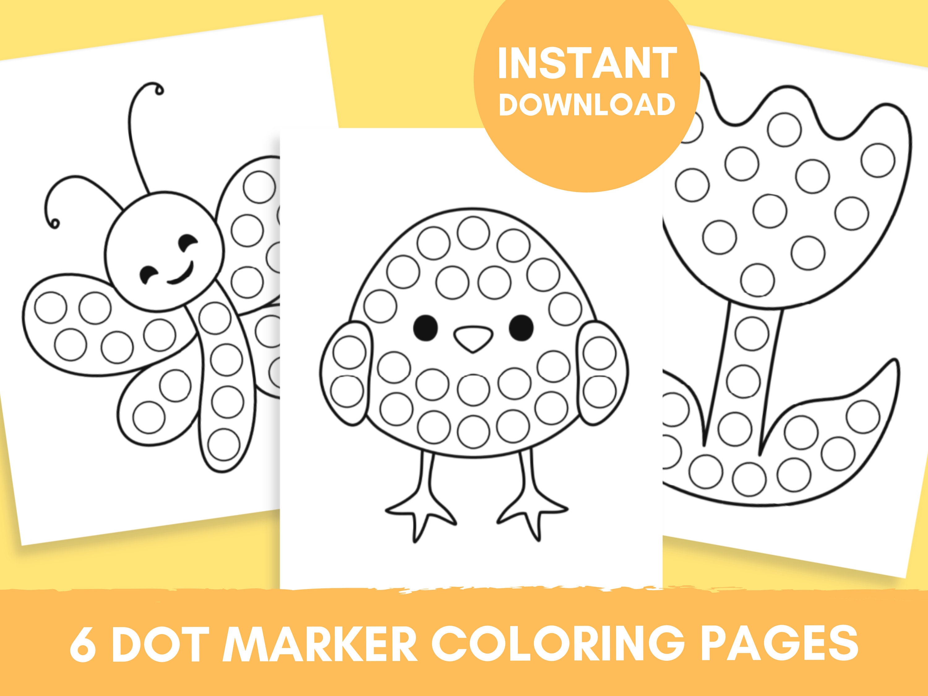 Printable spring dot marker coloring pages for kids dot marker activity pages dot marker printable cute animal designs download now